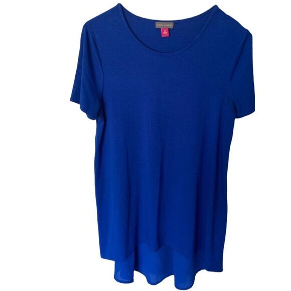 Vince Camuto Blue Short Sleeve Top Sheer XS - Picture 1 of 6